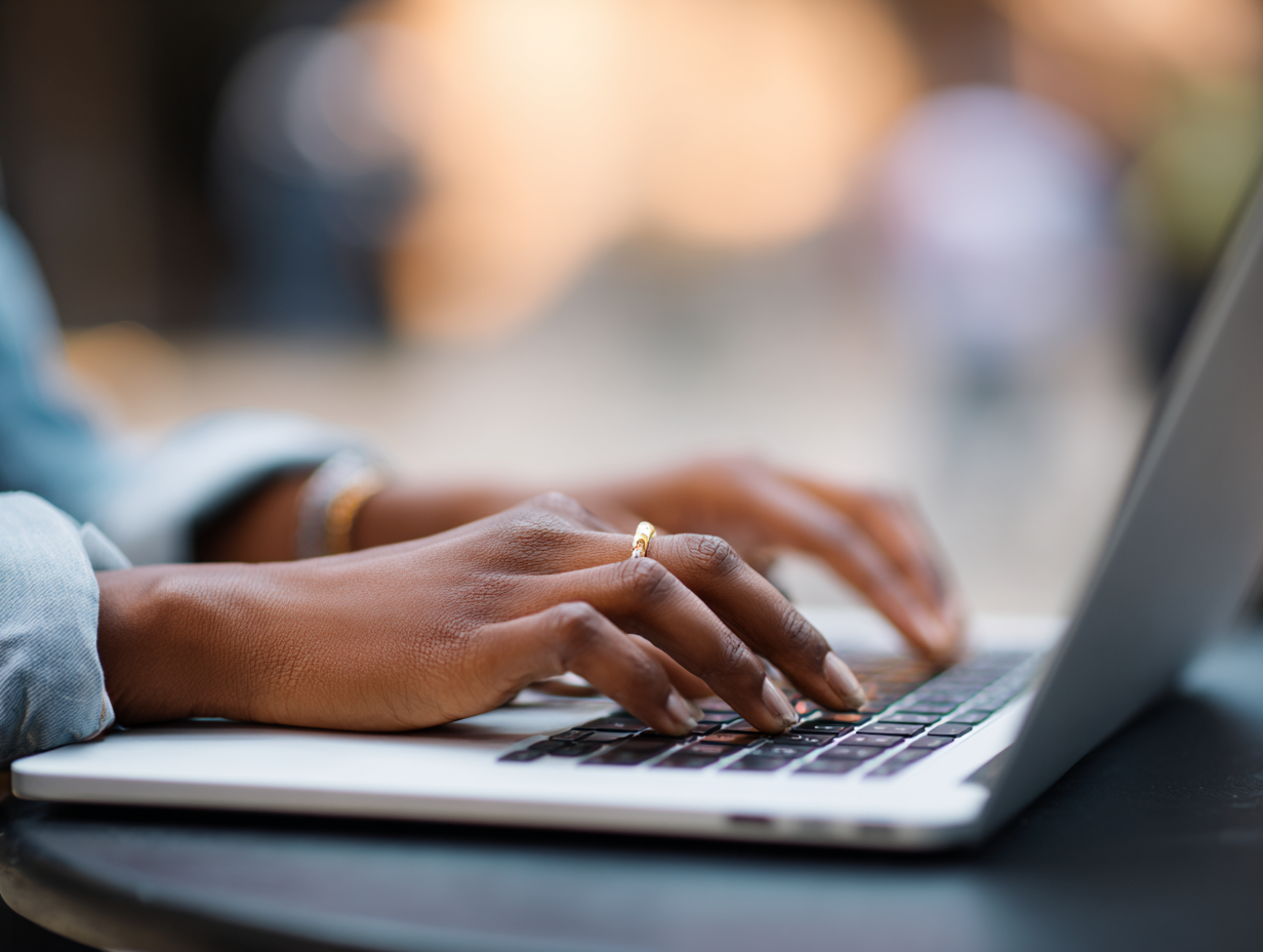 Händer som arbetar på en laptop