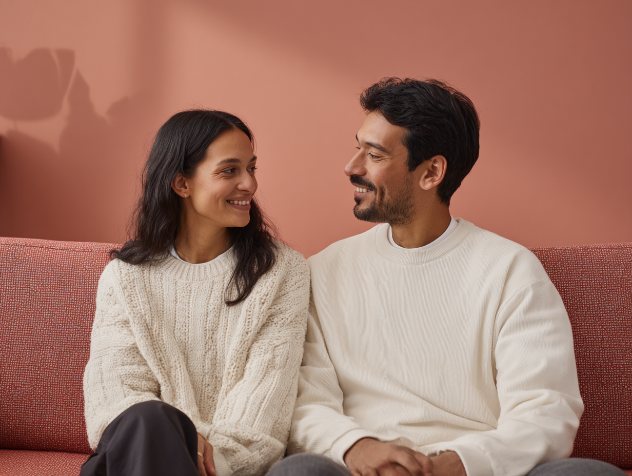 Två personer som ler mot varandra